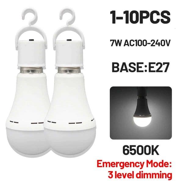 LED Rechargeable Bulb Light E27 7W 1500mAh Emergency Bulb 220V 110V for Home Power Outdoor Camping Failure Porch Garden Lamp X250920