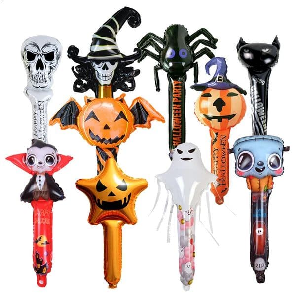 10Pcs Handheld Inflatable Balloon Halloween Spider Pumpkin Party Prop Halloween Decoration Balloon Party Game Prop 250919BJ
