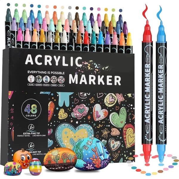 Dual Tip Acrylic Paint Pens Set 12243648 Colors for Wood Canvas Stone Rock Painting Glass Ceramic DIY Crafts Markers250919BJ
