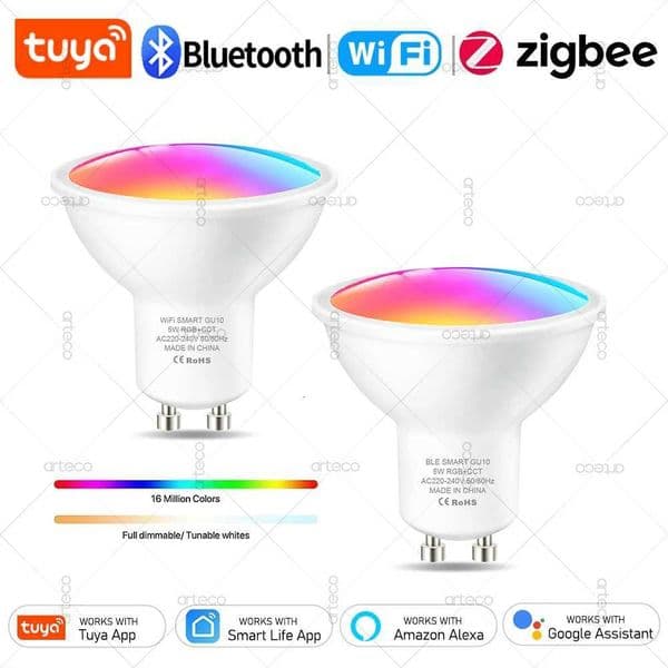 Tuya GU10 LED Bulbs WiFi Zigbee Bluetooth RGB CW White Dimmable Lamps Smart Control Led Light Bulb Voice AlexaGoogle Home X250920