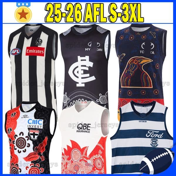 XXXL 25 26 Collingwood Adelaide Crows Rugby Jerseys 2025 2026 Geelong Cats Carlton Sydney Swans St. Kilda Jersey AFL rugby shirts Vest Men Uniforms 3XL