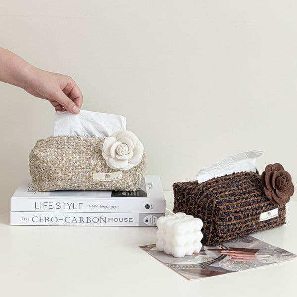 French Style Camellia Box Living Room Coffee Table Decoration High-End Desktop Storage Tissue Bag