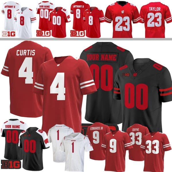 Wisconsin Football Jersey College Danny O'Neil Tackett Curtis Preston Zachman Vinny Anthony II Lance Mason Ballard Hallman Kekahuna Edwards Jr. Lane Griffin Jr.