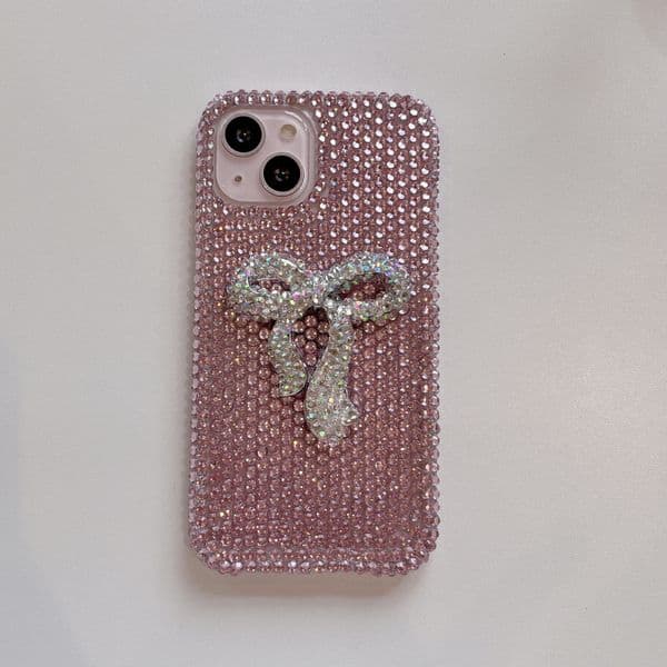 Luxury Bow Bling Phone Case for apple 17 16 promax 15 14 13 12 plus Sparkling Rhinestone Diamond Elegant Fashion girls Protective Cover