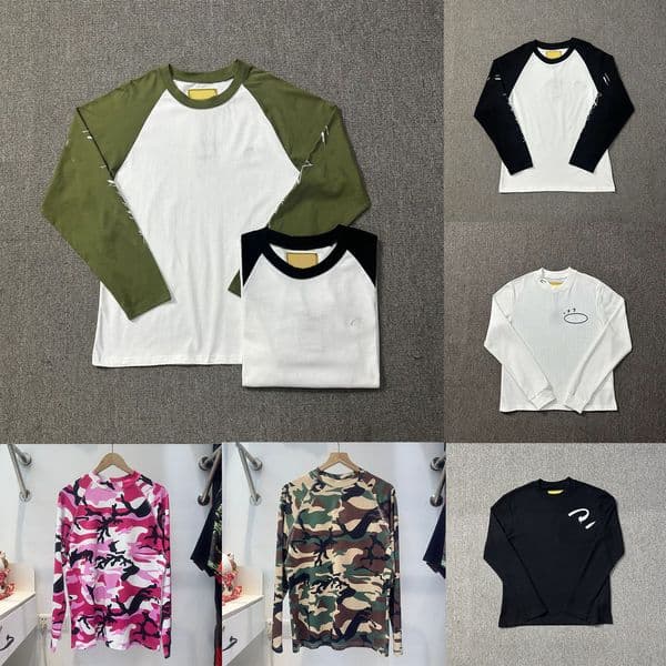 Designer Men's T-shirt Long Sleeve Letter Embroidery Patchwork T-shirts American Retro Casual Streetwear Tops