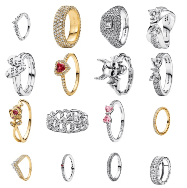 High Quality Designer Jewelry Silver Women's Bow Splicing Couple Ring Golden Beauty and Beast Rose Full Diamond Heart Men's Ring