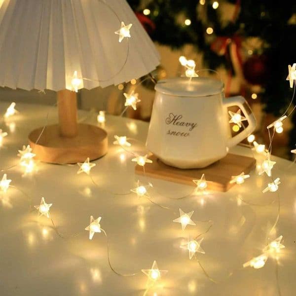 1PC Copper Wire Star String Lights Waterproof Battery Operated Decorative Fairy Lights For Garden Yard Home Scene Living Decor Z250922