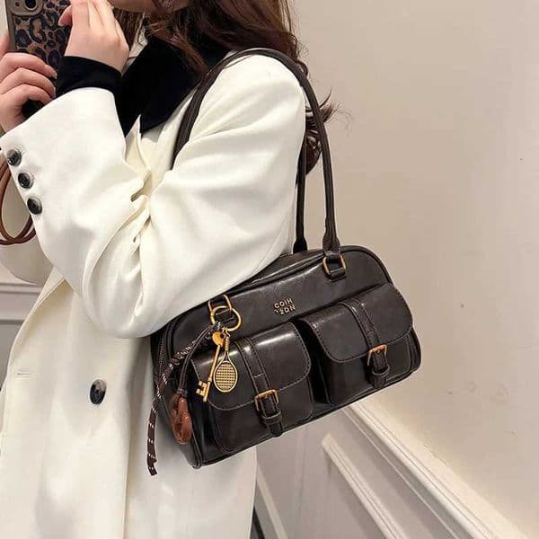CrossBorder New Boston Womens Bowling Bag Light Luxury Niche Shoulder Bag 2025 Large Capacity Underarm Bag W250922