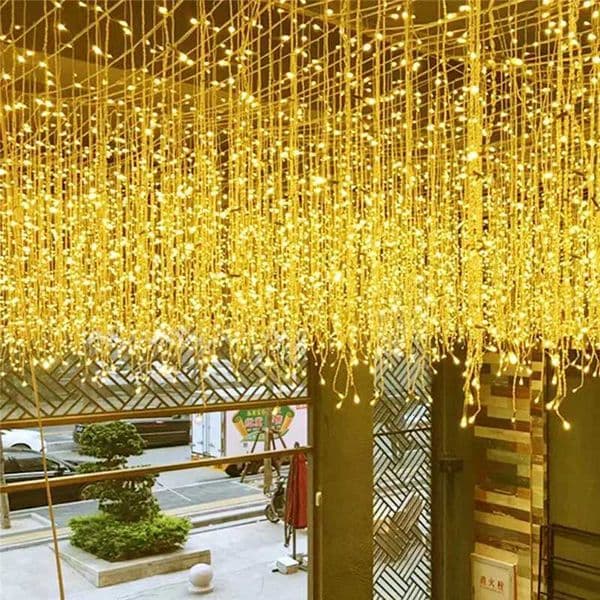5M LED Icicle Curtain String Lights Christmas Garland Droop Light Wedding Garden Street Outdoor Decorative Lighting EU Plug Z250922