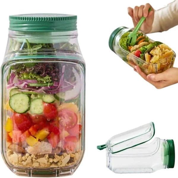 Plates Plastic Material Interval Salad Box Pod Keep Fresh Design Crisper Container Leakproof Lid Transparent Body Breakfast