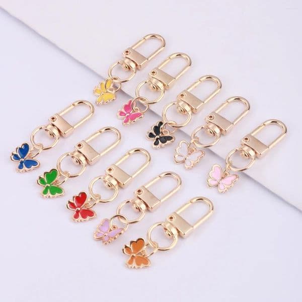10Pcs Fashion Alloy Butterflies Keychain Cute Metal Key Ring Decoration Purse Bag Backpack Accessories Birthday Party Gifts