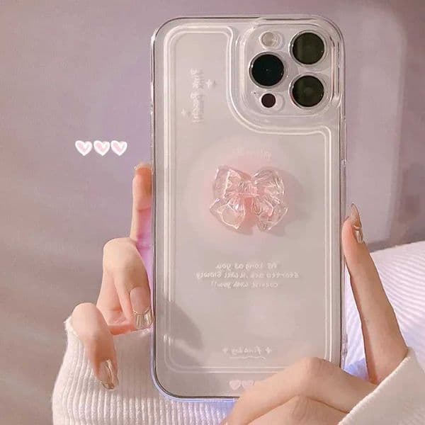 NEW 3D Bow Mobile Phone Case For 15 14 Plus 13 Pro Max 12 Pro 11 Stereo Crystal Candy Cute Full Soft CoverXJ250922