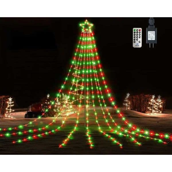 Outdoor Christmas Decorations 352 LED Christmas Star Lights with 9 Strands 117ft Waterfall Christmas Tree Lights 8 Mode Z250922