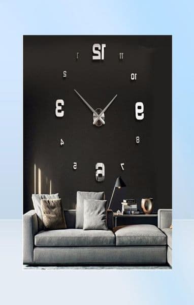 new arrival 3d real big wall clock modern design rushed Quartz clocks fashion watches mirror sticker diy living room decor 2011182584351