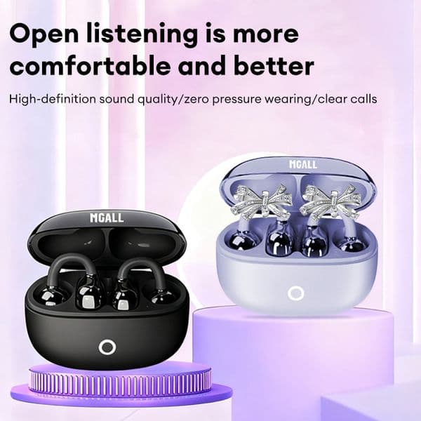 MGALL Wireless Bluetooth Earphones Ear Hooks A720 BT6.0 Featuring Exquisite Butterfly Earring Design Hi-Fi Sound Quality Music Headphones