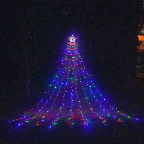 Pentagram Waterproof String Light Solar Christmas Decorations Led Waterfall Tree Fairy Lamp 8 Modes Camping Holiday Lights Z250922