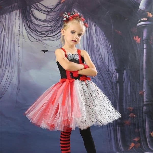 Special Occasions 2023 Baby Girls Clown Costume Circus Cosplay Costumes Children Kids Birthday Party Halloween Carnival Purim Dress 230814