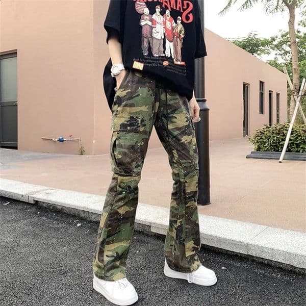 Y2K Streetwear Camouflage Baggy Tracksuit Cargo Pants Men Clothing Sweatpants Male Joggers Casual Long Trousers Moda Hombre 240819