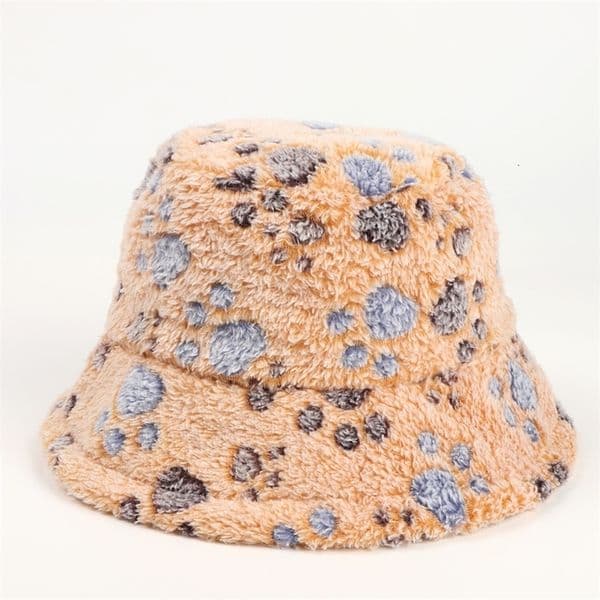 Wide Brim Hats Bucket Hats Winter Bucket Women Hat Plush Warm Hat Fashion Leopard Panama Thick Hat Color Plaid Splice Faux Fur Fisherman Cap Drop 230826