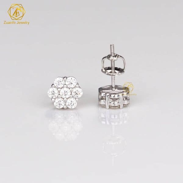 RTS S925 Sterling Silver Fine Jewelry D VVS1 Moissanite Diamond Stud Earrings with Screw Back Luxurious Elegant