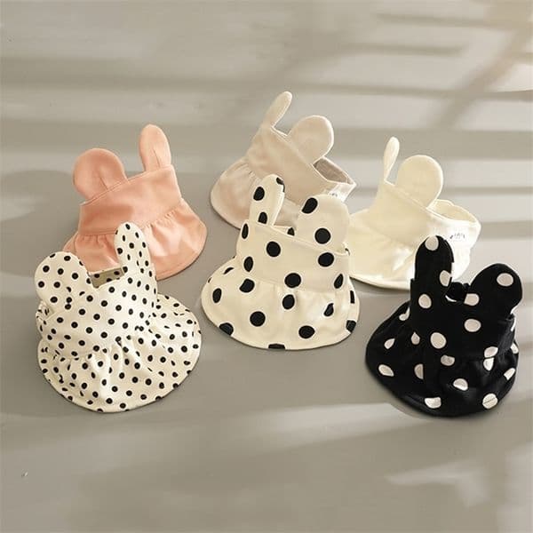 Topi Dot Telinga Kelinci Lucu Bayi Breathable Musim Panas Topi Surya Dapat Disesuaikan Atap Besar Atasan Kosong Pantai Luar Ruangan 220611