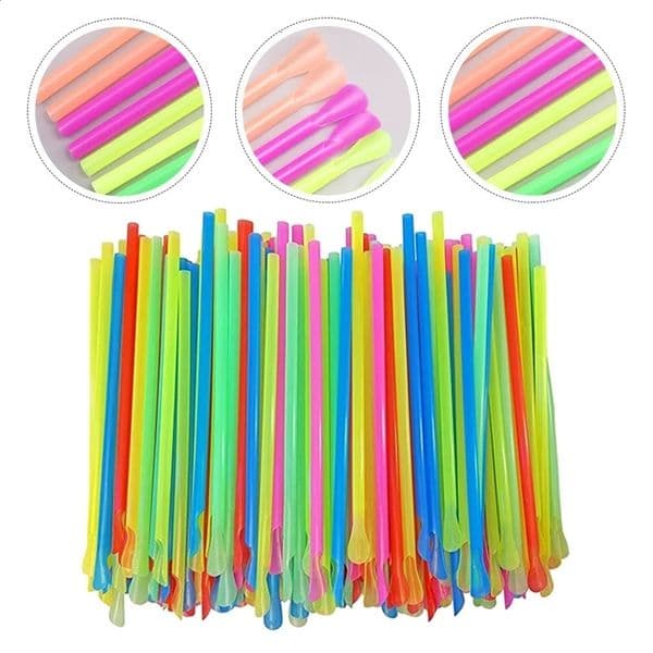 300 disposable spoons beverage straws disposable drinking design conical beverage desserts for children 240810bj