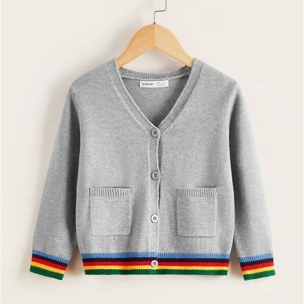 Toddler Boys Colorful Striped Pattern Double Pocket Cardigan SHE