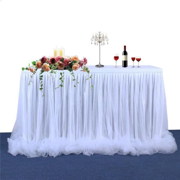 Table Skirts Birthday Tulle Table Skirting Wedding Party Tutu Tulle Table Skirt Baby Shower Wedding Party Home Decor Table Cloth 240730