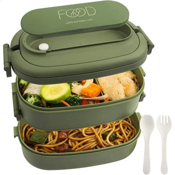 Lunch Box Leakproof Bento Box for Kids Adults Cutlery Set Bento Boxes for Kid Men Women Adults Working Schools Green 240827