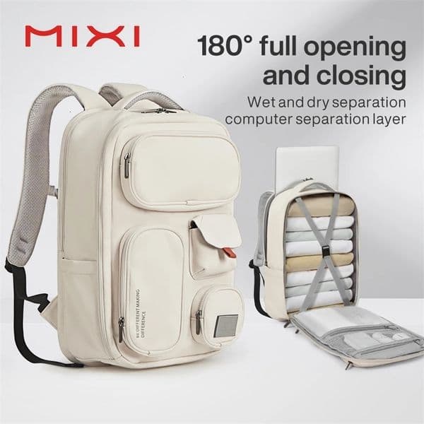 Mixi Outdoor Backpack Women Travel Bag 18 Inch Men Rucksack Waterproof Laptop White Black Blue 240924