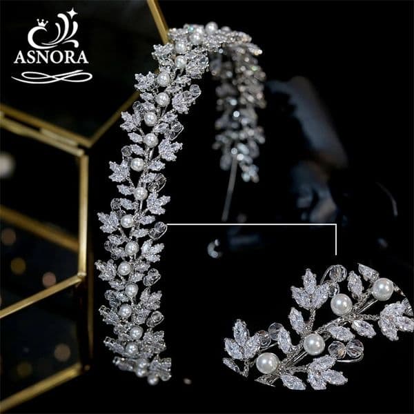 Crystal Pearl Hairbands Fashion Bridal Tiara Crowns Wedding Hair Accessories CZ Headwear Bridesmaid Headband Jewelry 240805