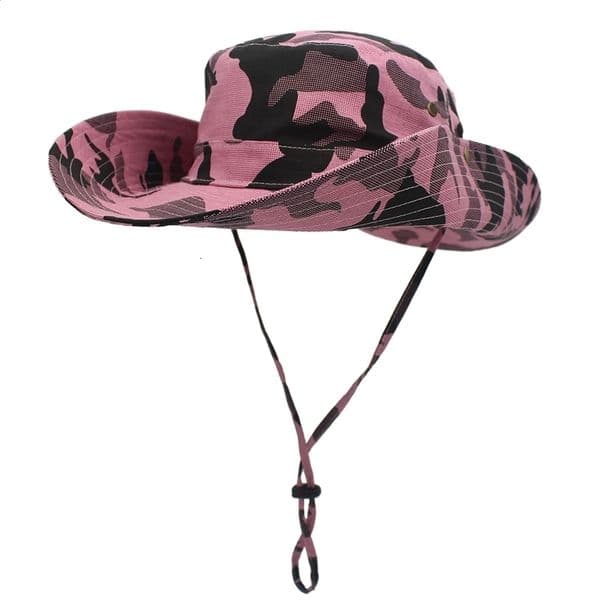 Outfly Camouflage Beach Hat Outdoor Sun Protection UV Protection Wide Brim Bucket Hat Cowboy Hat Fishermans Hat 241120