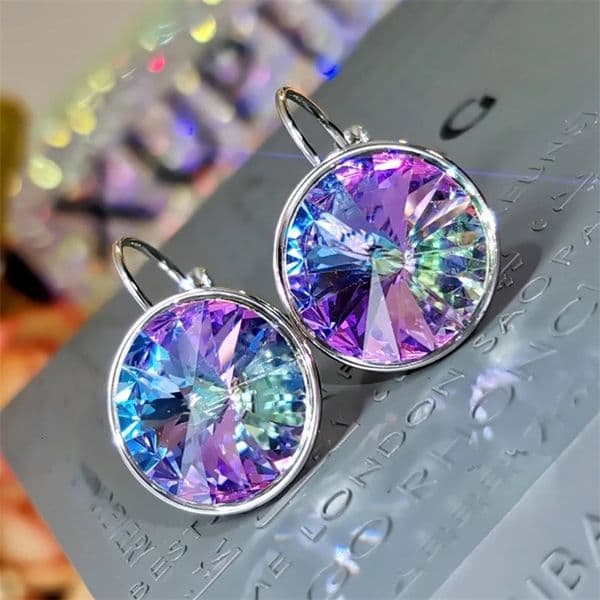 11.11 Trendy Hoop Earrings with Austrian Crystal for Women Party Wedding Jewellery Christmas Bijoux Gilr Gift 240227