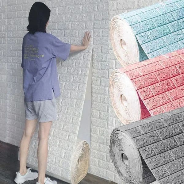3D Wallpaper Stickers Roll Panel White Soft Foam Brick Marble Rock Cobblestone DIY Wall Home Room Decor Protect 240725