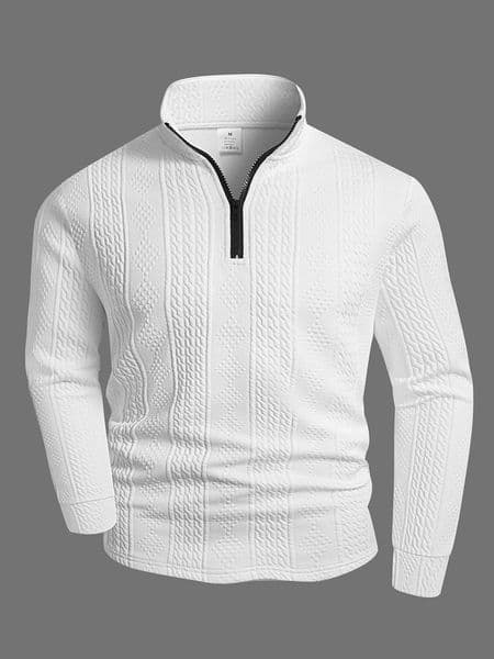 Texture Fabric Jacquard Pattern Mens LongSleeved Polo Shirt Thick Top Zipper Stand Collar Daily Casual Wear Business Casual Wear 250922BJ
