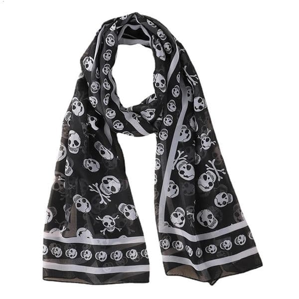 Chiffon Skull Scarf 160 * 50CM Geometric Printing Fashion Street Style Holiday Beach Spring and Autumn Decoration Shawl 241017