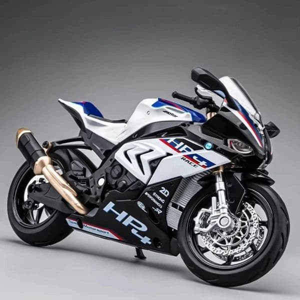 112 Scale HP4 Motorcycle Model Car Toy Alloy Diecast Light Music Shock Absorption Motor Miniature Models Kids Birthday Gifts Z250923