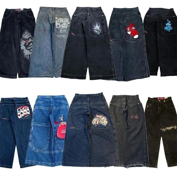 JNCO Wide Leg Jeans Men Y2K Hip Hop Harajuku High Quality Embroidered Denim Pants Streetwear Aesthetic Casual Baggy Trousers 240227
