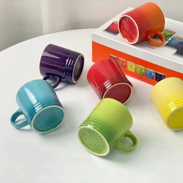 Nordic Style Color Gradient Mugs Creative Macaron Mug Gradient Color Cool Color Rainbow Cup Ceramic Cups with Hand Gift 240830
