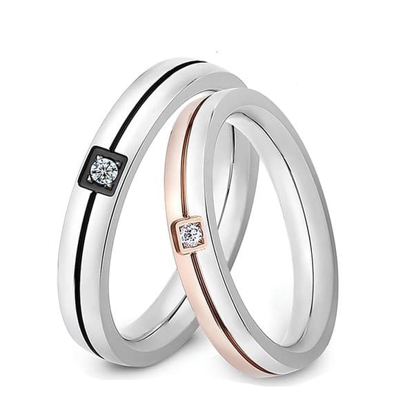 Wedding Engagement Band Unique Stainless Steel Jewelry 2025 Fashion AA Cubic Zircon Couple Rings for Women Men y250811