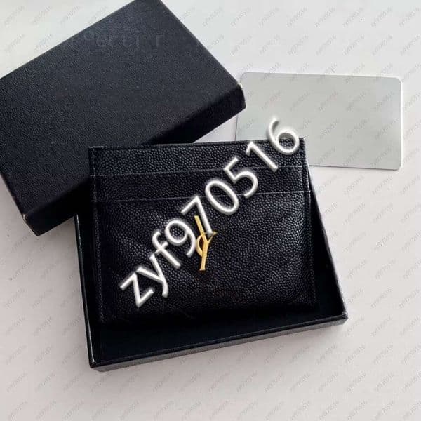 Top Designer Caviar Card Holder Leather Purse Fashion Y3 Womens Purses Mens Key Ring Credit Cards Wallet Bag Travel Documents Passport Holders with box card