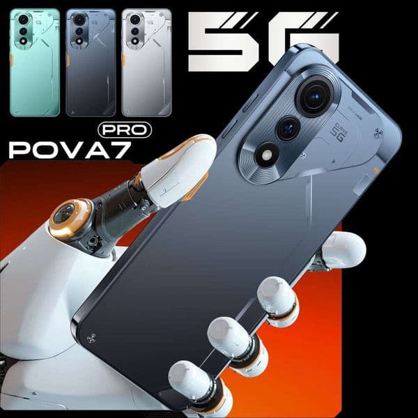 Pova7 Pro New 5G Smartphone 7.3inch' HD+2.4K Display 120Hz 8GB 256GB 108MP Camera 8000mAh 33W Android 15 NFC Smart Phone
