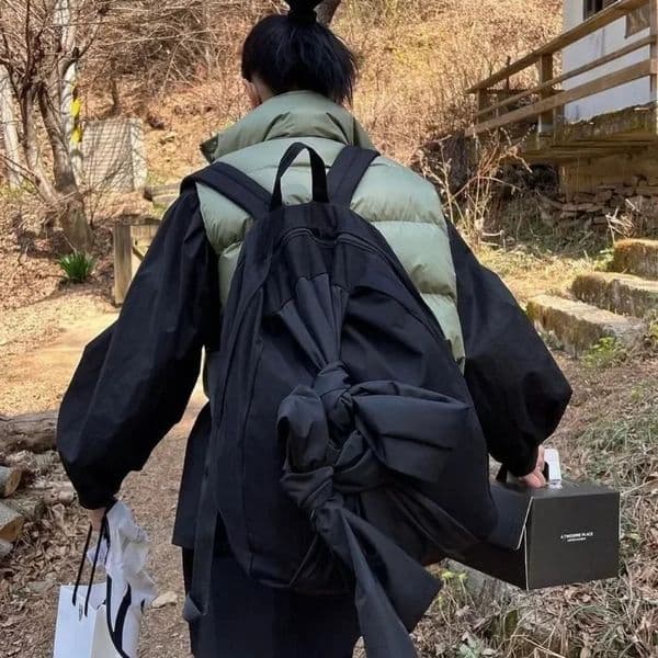 Japanese Harajuku Knotted Bow Aesthetic Women Backpack Fashion School Backpacks for Women High-capacityTravel Backpacks 250122