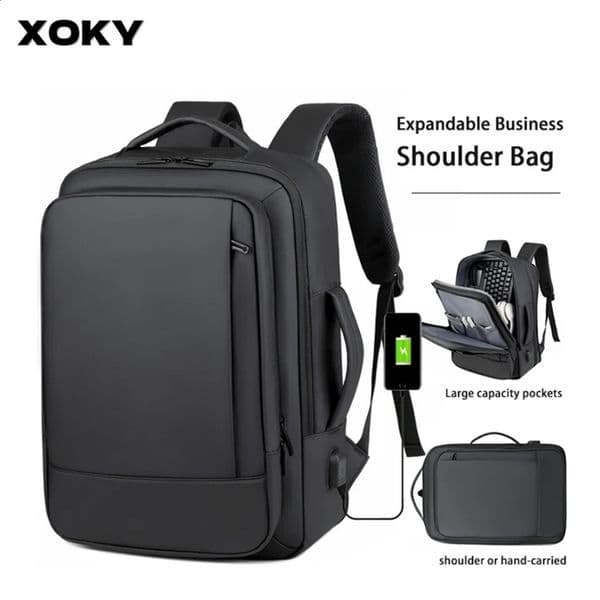 XOKY Men Backpacks Travel Business Hiking Backpacks Laptop Backpack USB Charge Waterproof School BackPack Mochaila For Men 241224