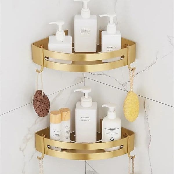 Corner rack wall mounted bathroom rack brushed gold aluminum bathroom shower rack bathroom shampoo rack corner rack 240905bj