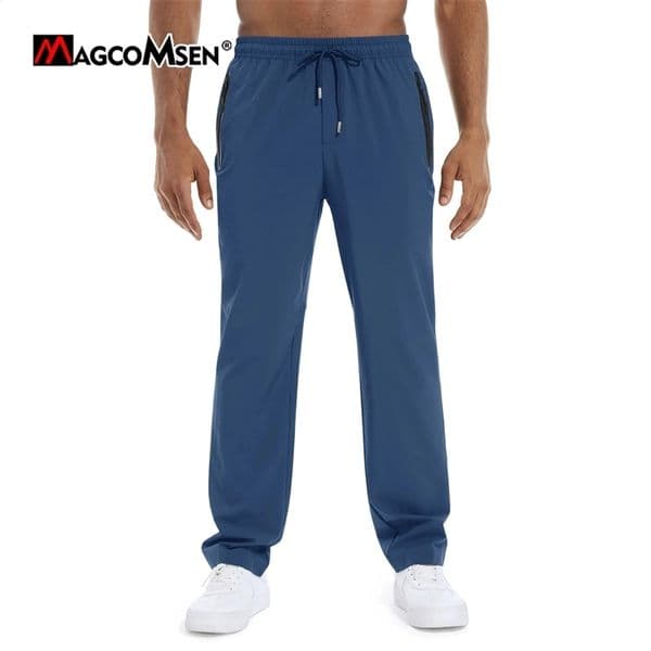 MAGCOMSEN Summer Mens Fast Dry Stretch Pants Outdoor Jogger Hiking Sweatpants with Zipper Pockets 240816