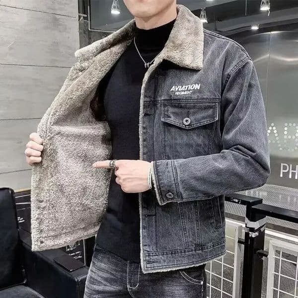 Warm Winter Padded Mens Denim Jacket In Male Jean Coats Low Cost Size L Rock One Piece Washed High Quality Elatic Y2k 241231