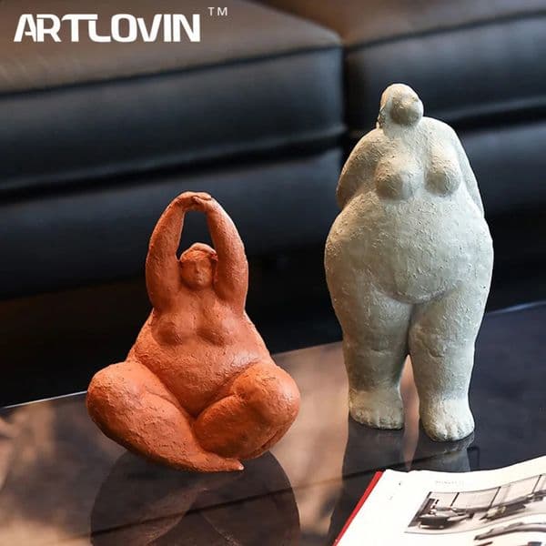 ARTLOVIN-Abstract Fat Lady FigurinesVintage Woman StatueTabletop Resin Crafts GiftsHome Decoration OrnamentsCreative Figures 240816