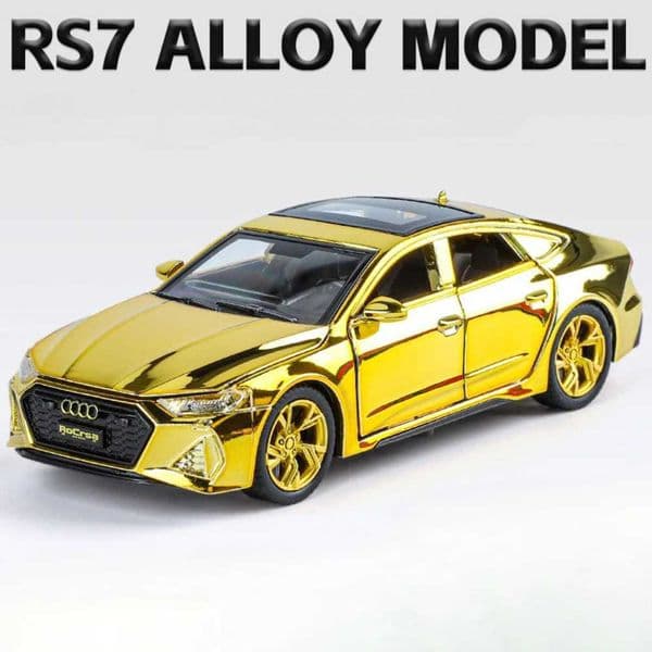 132 Audi RS7 Electroplating Racing Car Model Toy Shock Absorption 6 Doors Opened Vehicle Models with Light Gifts for Boy Z250923