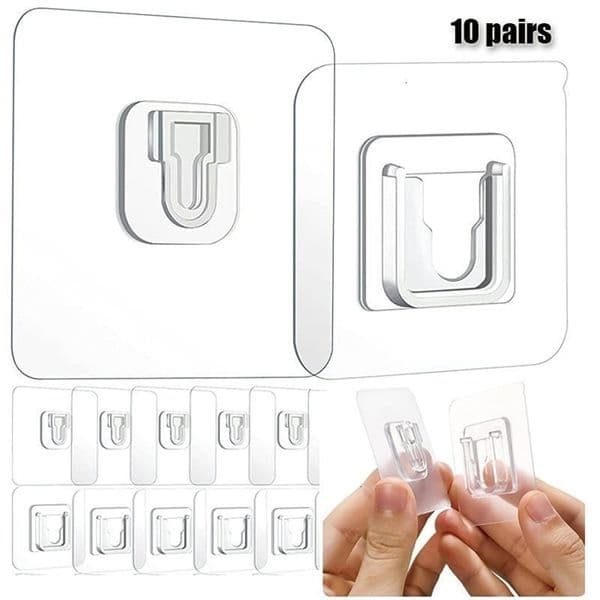 Kitchen Towel Hooks 10 Pairs Double Sided Adhesive Wall Hanger Waterproof Transparent Suction Cup Storage Hook for Bathroom 230919bj
